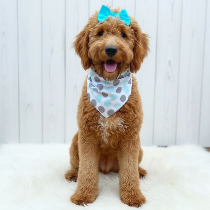 Light Teal Polka Dog Bandanas