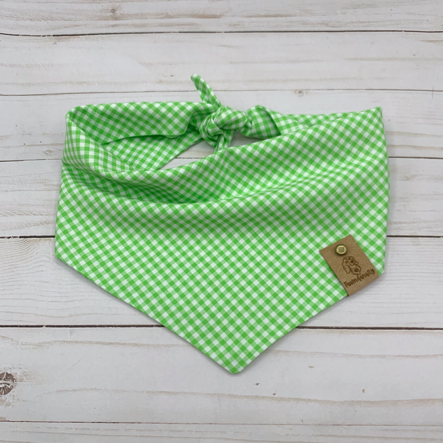 Kiwi Gingham Dog Bandana