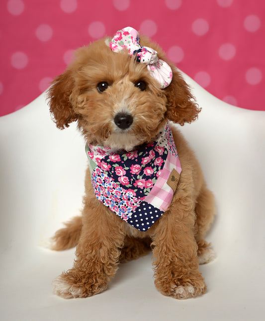 Pink Floral Patch Dog Bandana