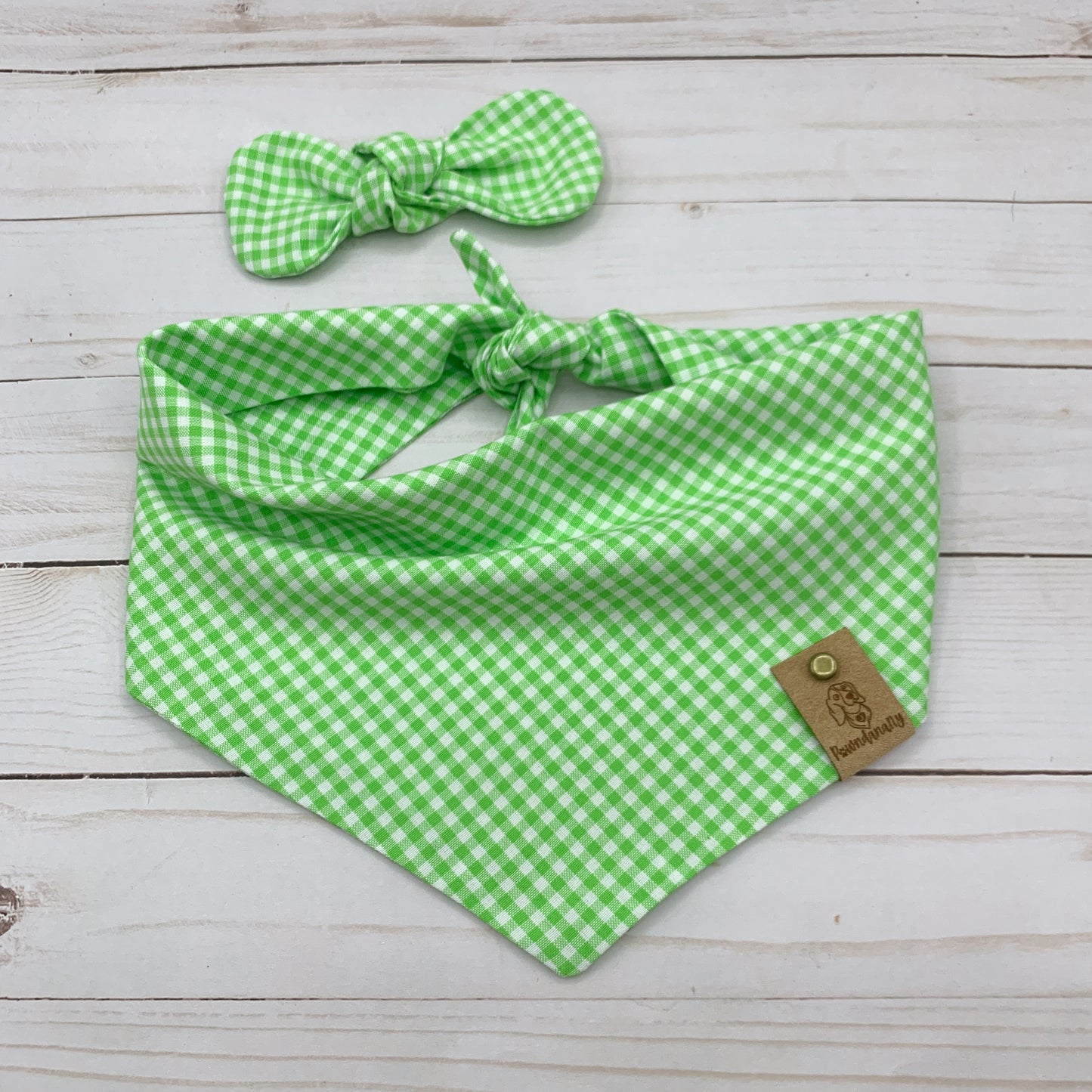 Kiwi Gingham Dog Bandana