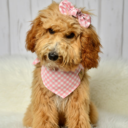 Pink Gingham Check Dog Bandana