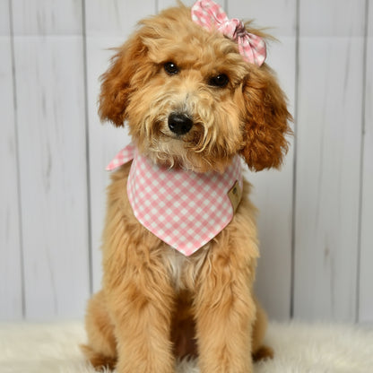 Pink Gingham Check Dog Bandana